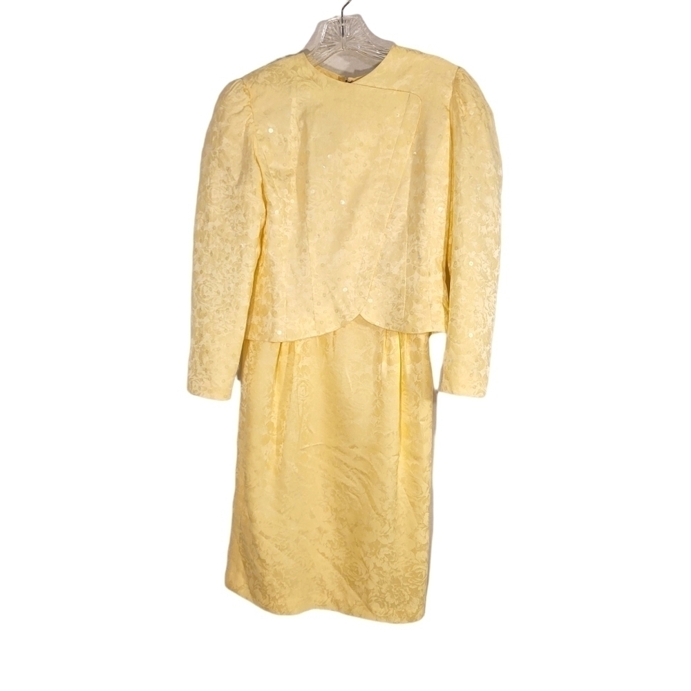 Anne Cummings Designer Vintage Off-White Sequin Dress & Jacket